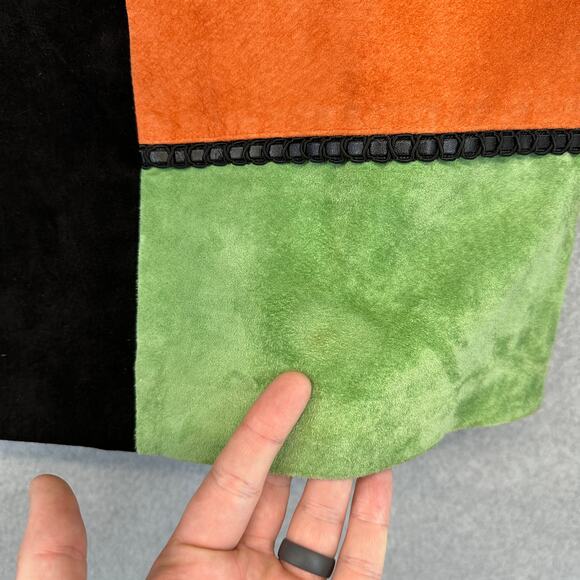 Marcello Soltan Skirt Womens Size M Multicolor Colorblock Suede Leather Back Zip - Picture 3 of 12